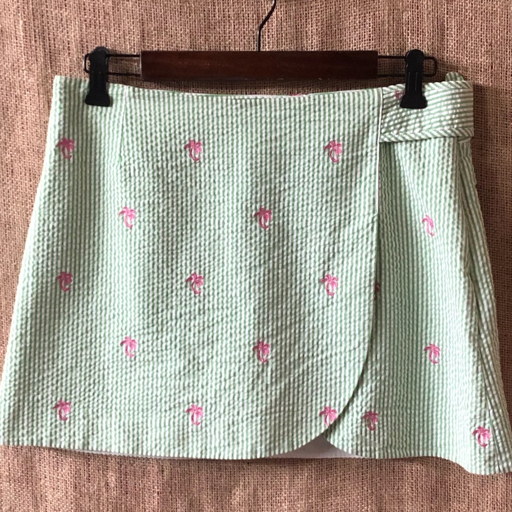Lilly Pulitzer Seersucker Pink Palm Skirt/Skort -6